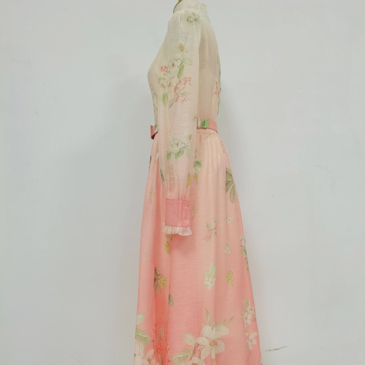 Vintage Floral Print Dress with Ruffle Collar(MS357) - Mariam's Collection