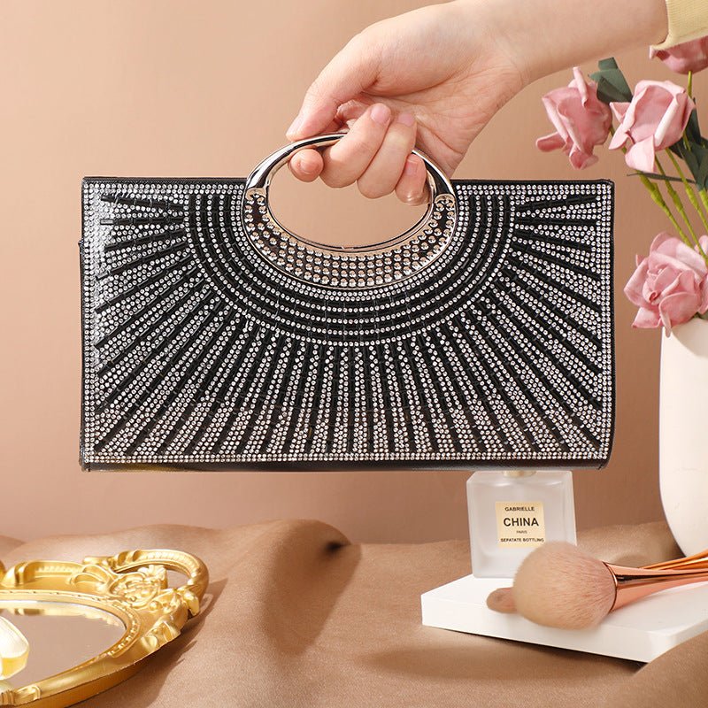 Rhinestone Sparkly Clutch Bag – Vintage Circular Handle Clutch