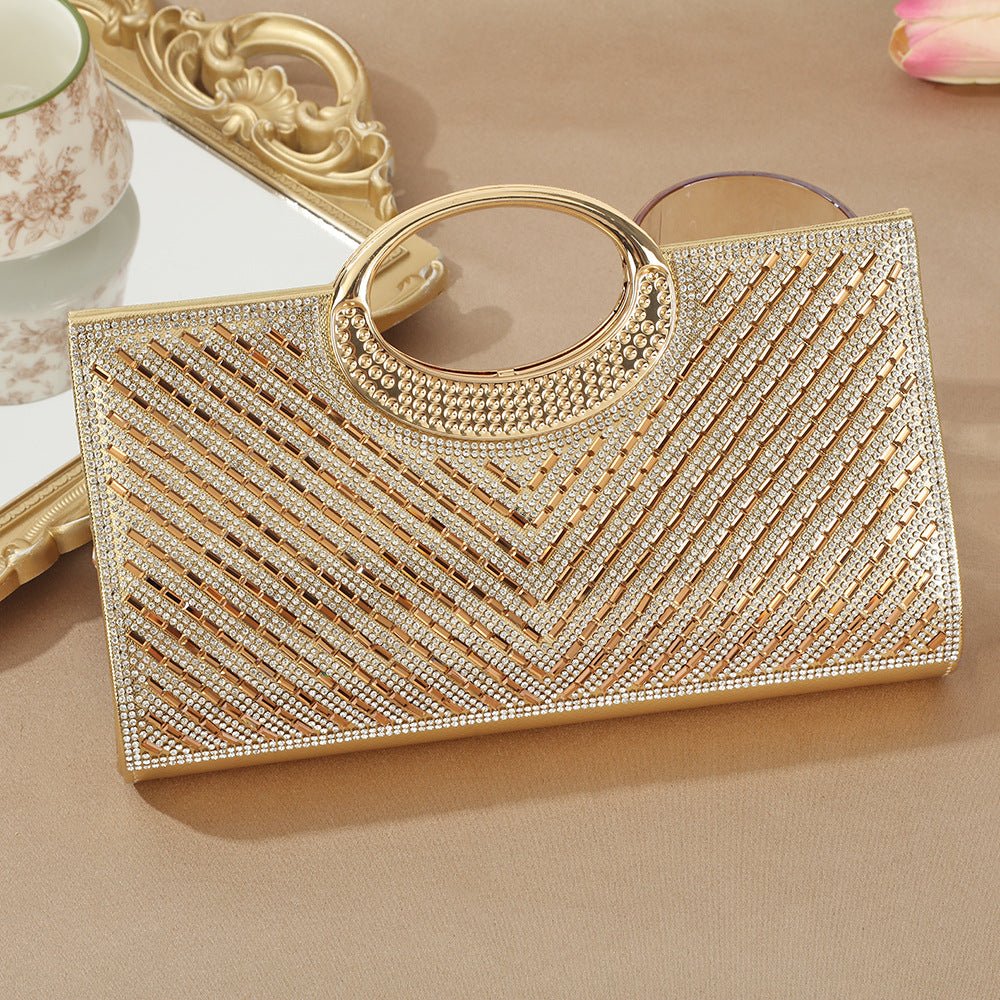 Sparkly clutch bag interior compartment detail shot