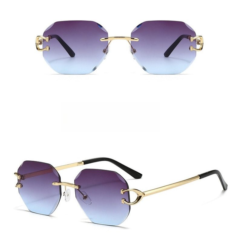 Vintage Rimless Cut Edge Sunglasses - Frameless Polygon Statement Piece (MAC266) - Mariam's Collection