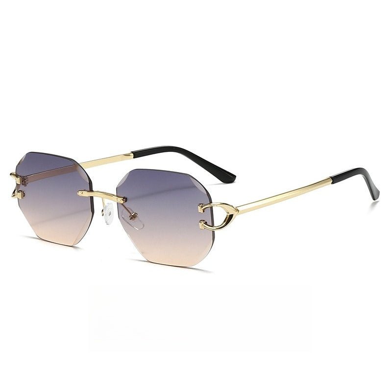 Vintage Rimless Cut Edge Sunglasses - Frameless Polygon Statement Piece (MAC266) - Mariam's Collection