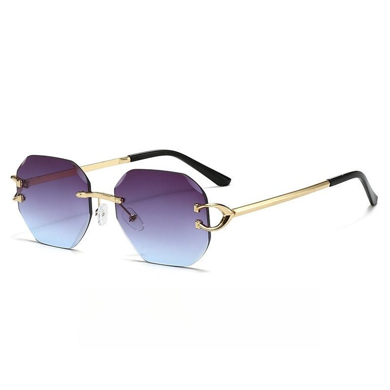 Vintage Rimless Cut Edge Sunglasses - Frameless Polygon Statement Piece (MAC266) - Mariam's Collection