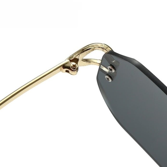 Vintage Rimless Cut Edge Sunglasses - Frameless Polygon Statement Piece (MAC266) - Mariam's Collection