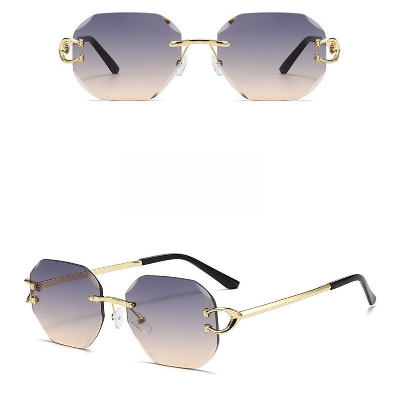 Vintage Rimless Cut Edge Sunglasses - Frameless Polygon Statement Piece (MAC266) - Mariam's Collection