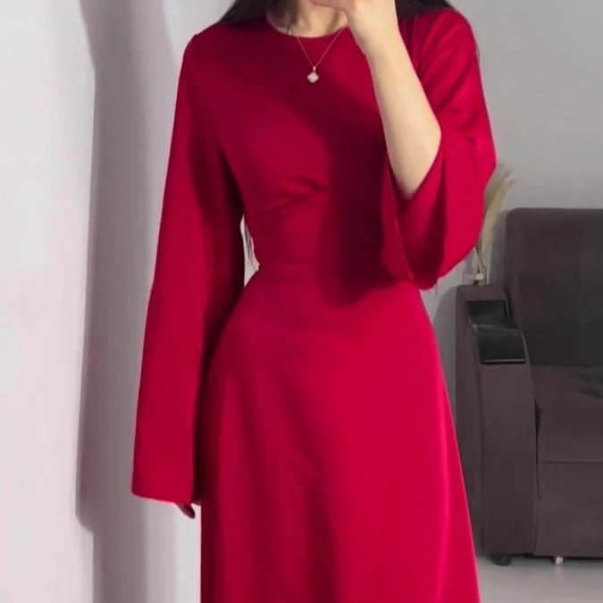 Waist Slim Abaya, Strappy Solid Color Abaya (MA106) - Mariam's Collection