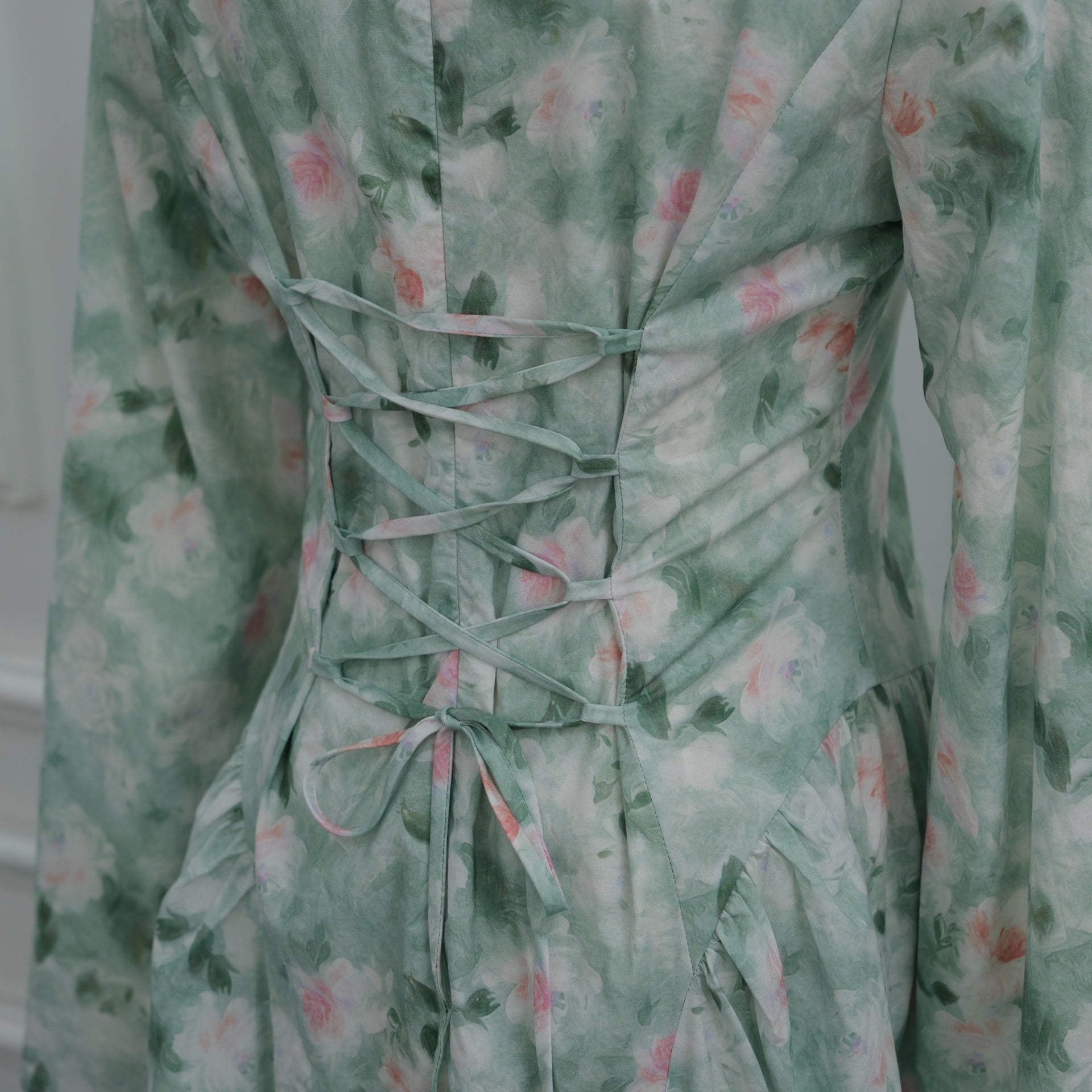 Watercolour Floral Print Flared Sleeve Maxi Dress(MS516) - Mariam's Collection