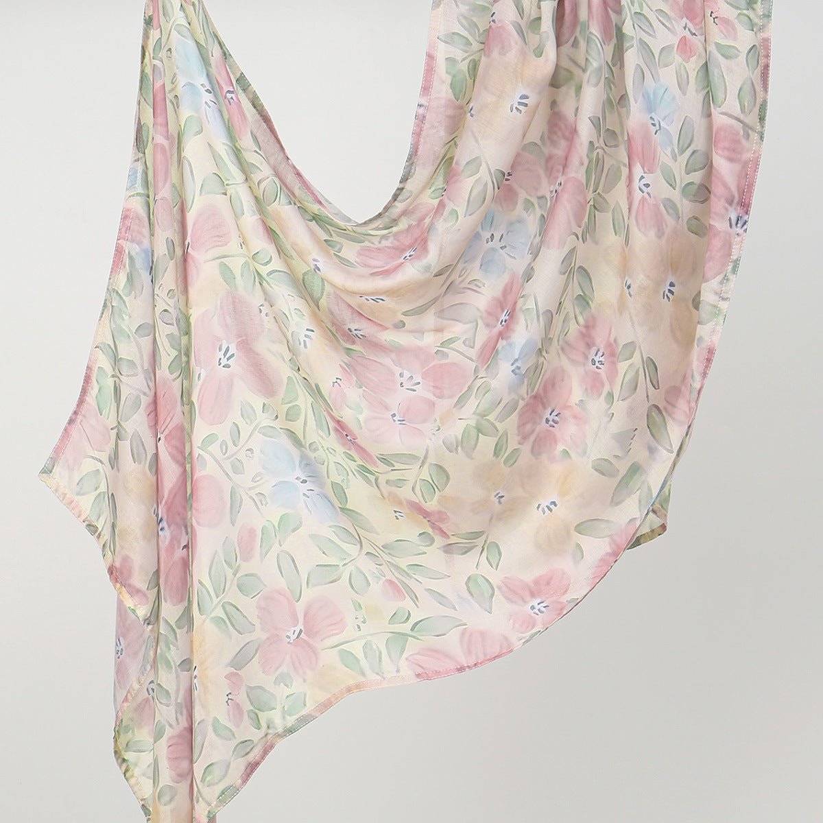 Watercolour Floral Print Lightweight Hijab Scarf(MH246) - Mariam's Collection