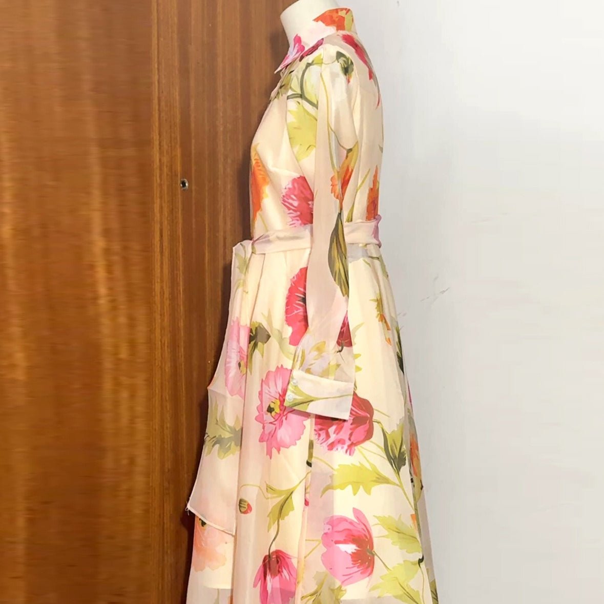 Watercolour Floral Shirt Maxi Dress(MS414) Watercolour Floral Shirt Maxi Dress(MS414)