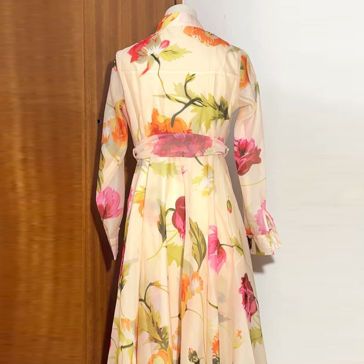 watercolour maxi dress Watercolour Floral Shirt Maxi Dress(MS414)