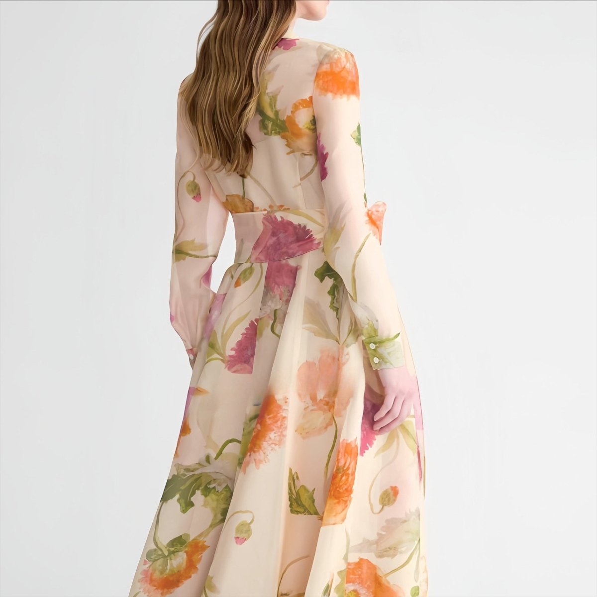 Watercolour Floral Shirt Maxi Dress(MS414) - Mariam's Collection