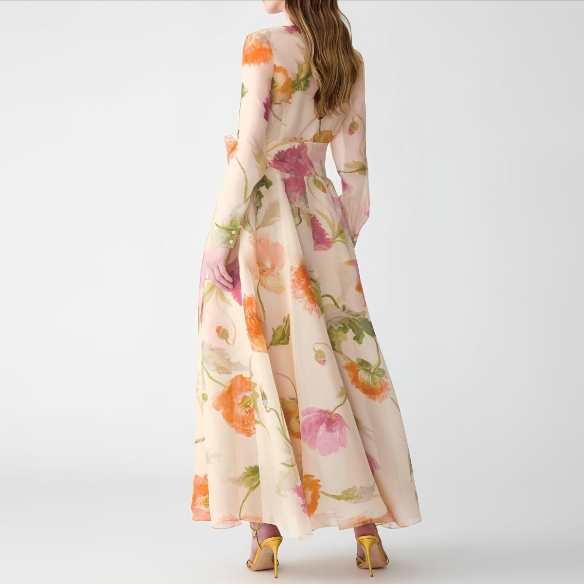 Watercolour Floral Shirt Maxi Dress(MS414) - Mariam's Collection