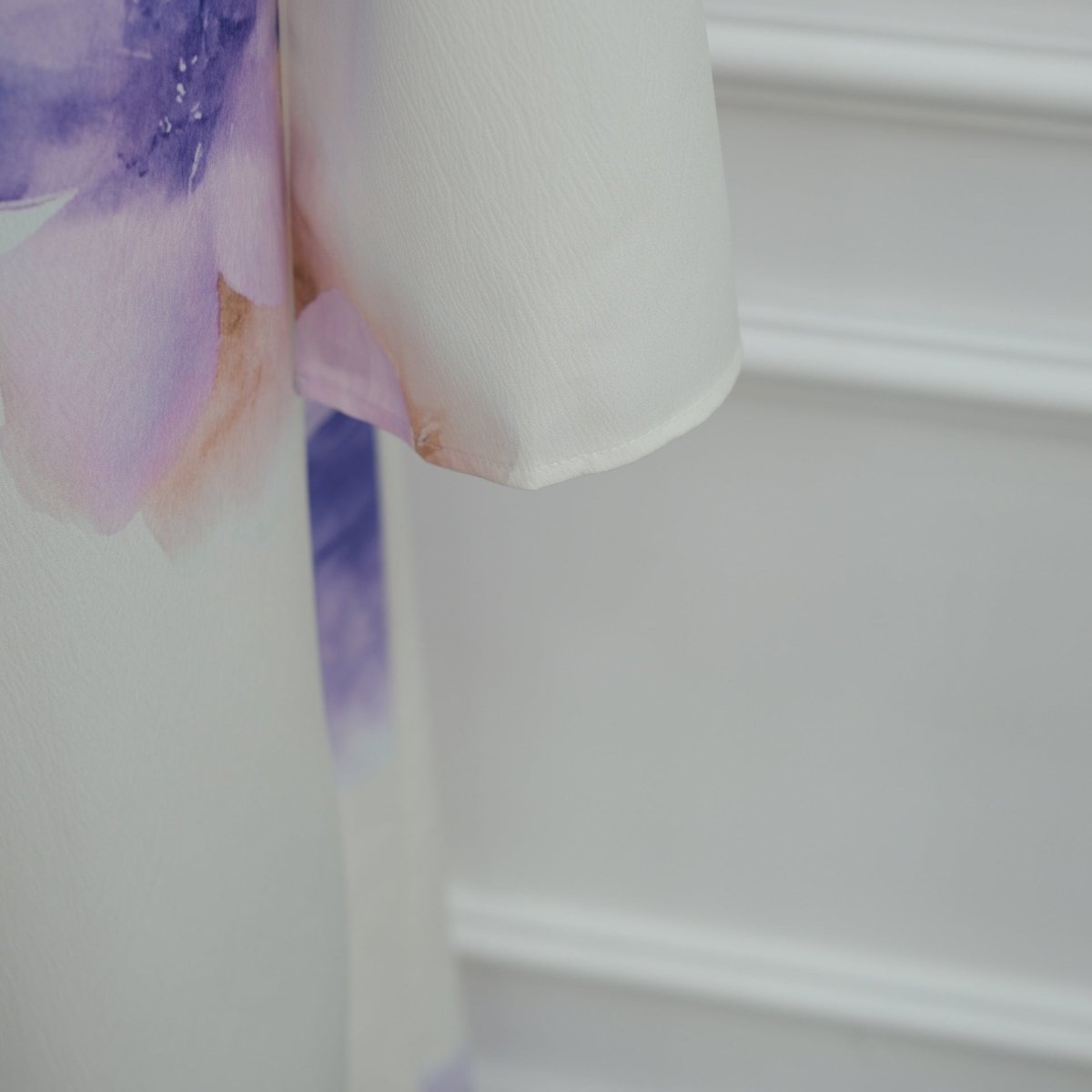 Watercolour Floral Washed-Crinkle Wide-Sleeve Maxi Dress(MS473) - Mariam's Collection