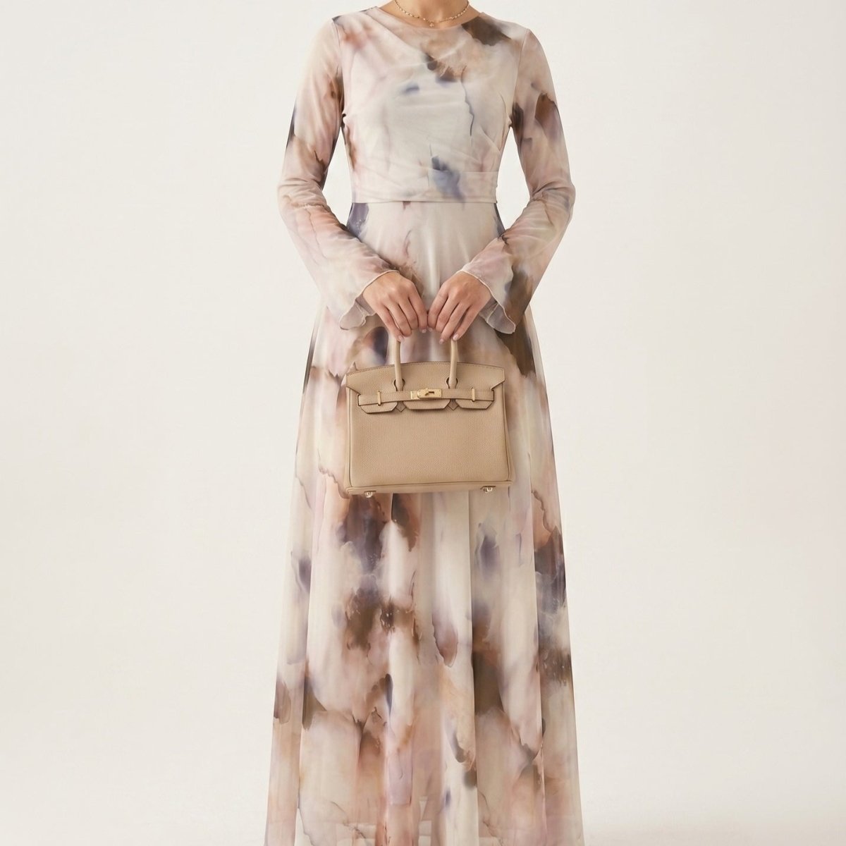 Watercolour Print Maxi Dress(MS447) - Mariam's Collection