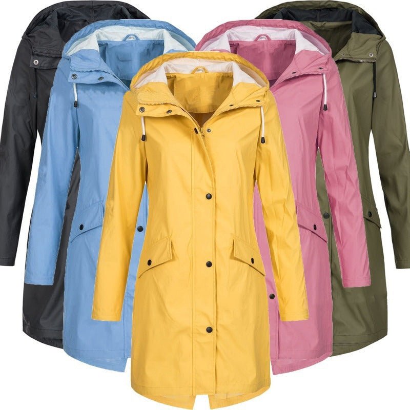 Waterproof Longline Windbreaker Hooded Jacket Coat(MS247) - Mariam's Collection