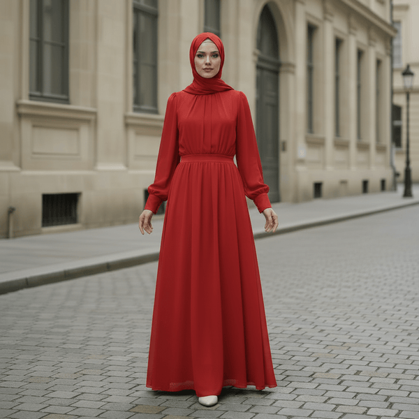princess abaya dress White Chiffon Princess Dress Abaya with Lantern Sleeves