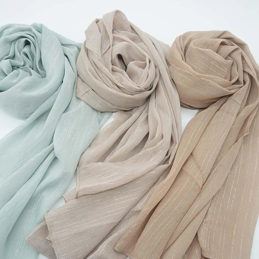 Women's Long Scarf in Solid Color with Silver Silk Bronzing - MH022 - Mariam's Collection