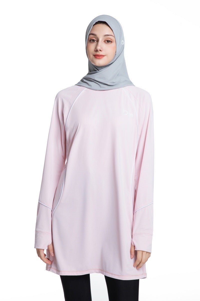 long sleeve workout dress Women's Quick Dry Long Sleeve Modest Workout Top