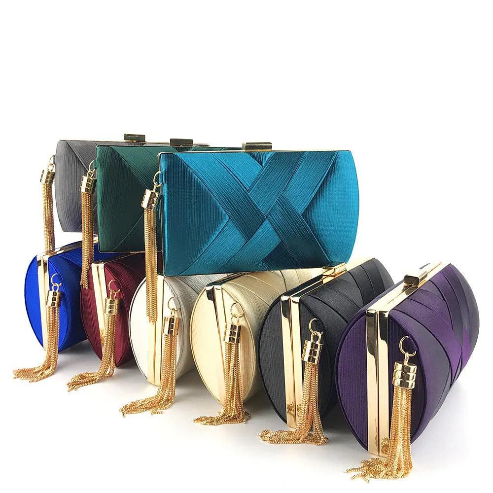 Women's Silk Evening Bag with Elegant Tassel Pendant - MAC032 Mariam's - Mariam's Collection