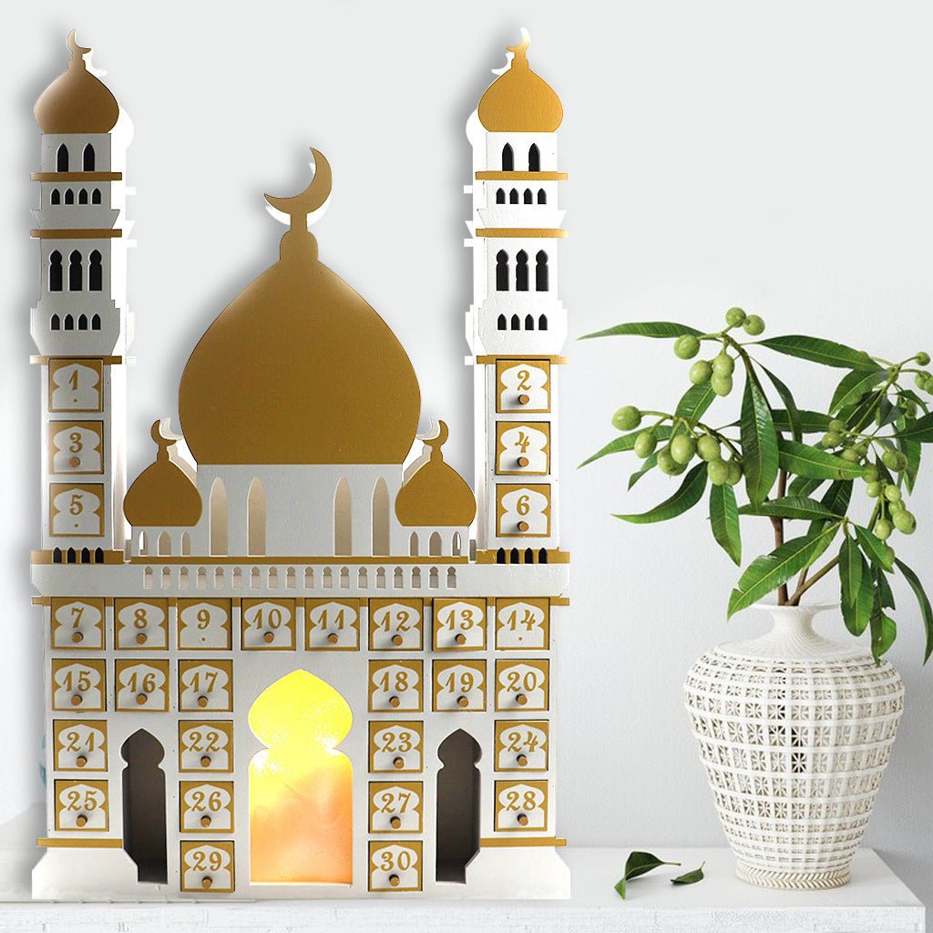 Wooden Arabic Castle Ramadan Countdown (MAC384) - Mariam's Collection