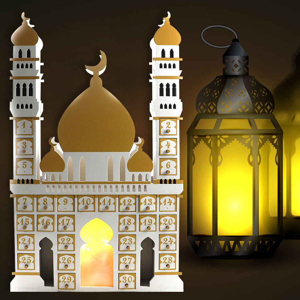 Wooden Arabic Castle Ramadan Countdown (MAC384) - Mariam's Collection