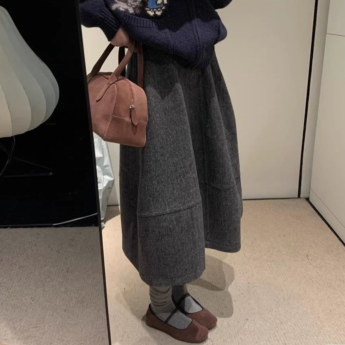 Wool-Look Cocoon A-Line Skirt(MS593) - Mariam's Collection