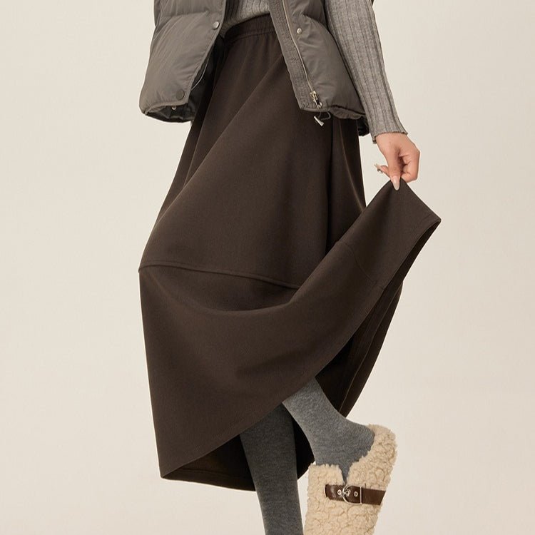 Wool-Look Cocoon A-Line Skirt(MS593) - Mariam's Collection