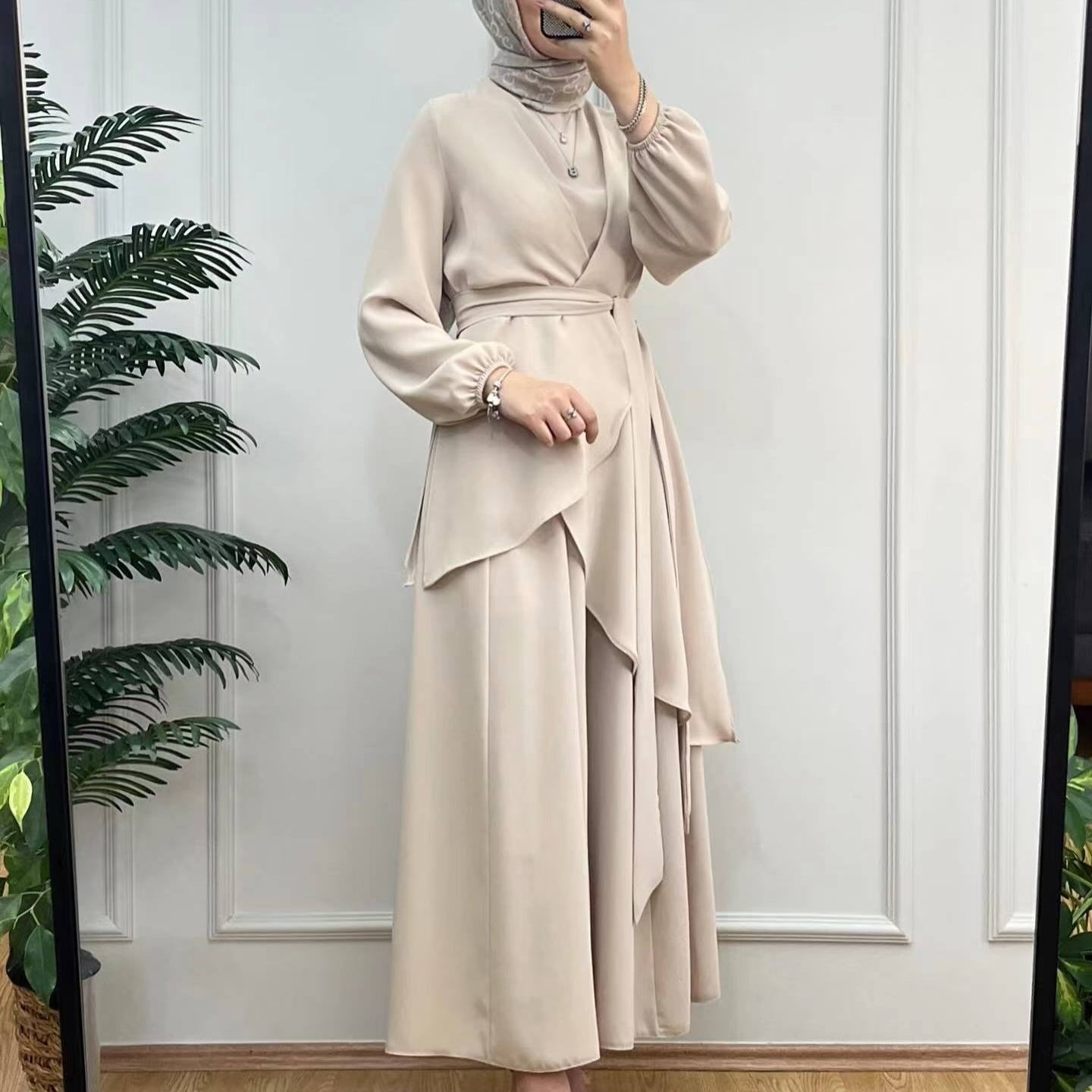 Wrap V-Neck Balloon Sleeve Tie-Waist Top & Wide-Leg Trousers Two-Piece Co-ord Set(MS517) - Mariam's Collection