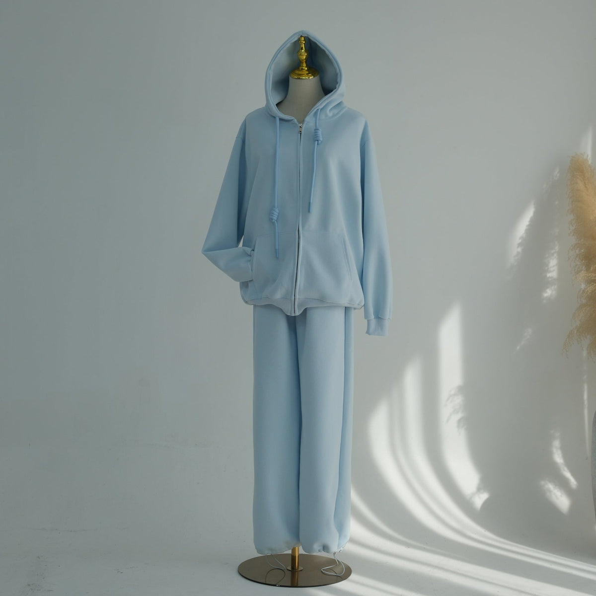Zip-Up Hoodie & Wide-Leg Pants Set | Casual Modest Athleisure Two-Piece Outfit(MS595) - Mariam's Collection