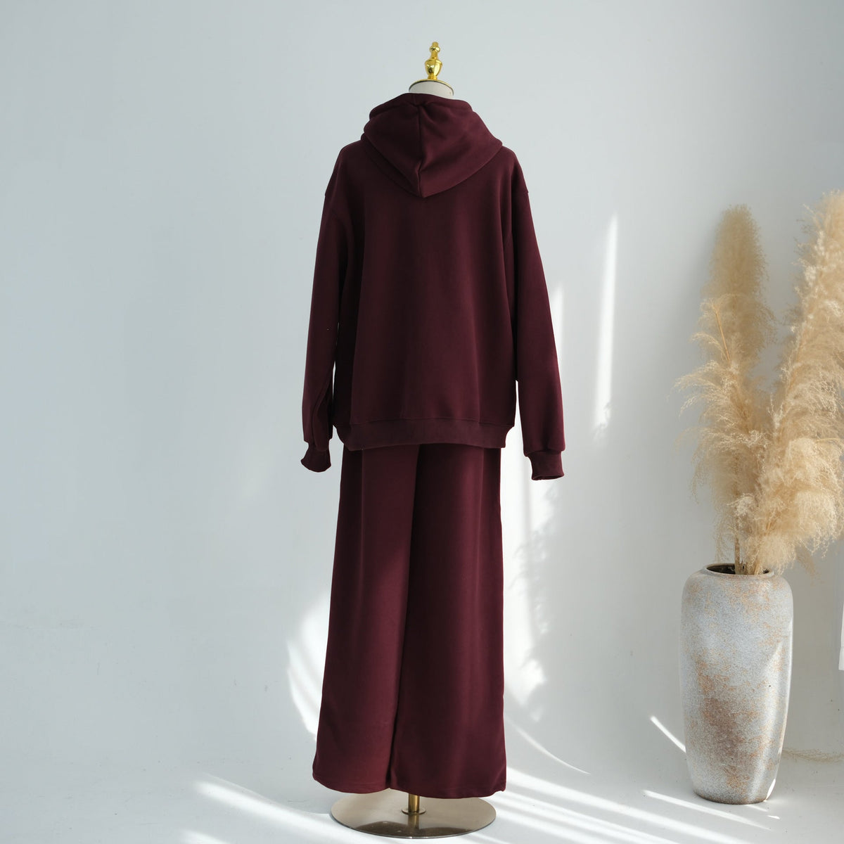 Zip-Up Hoodie & Wide-Leg Pants Set | Casual Modest Athleisure Two-Piece Outfit(MS595) - Mariam's Collection